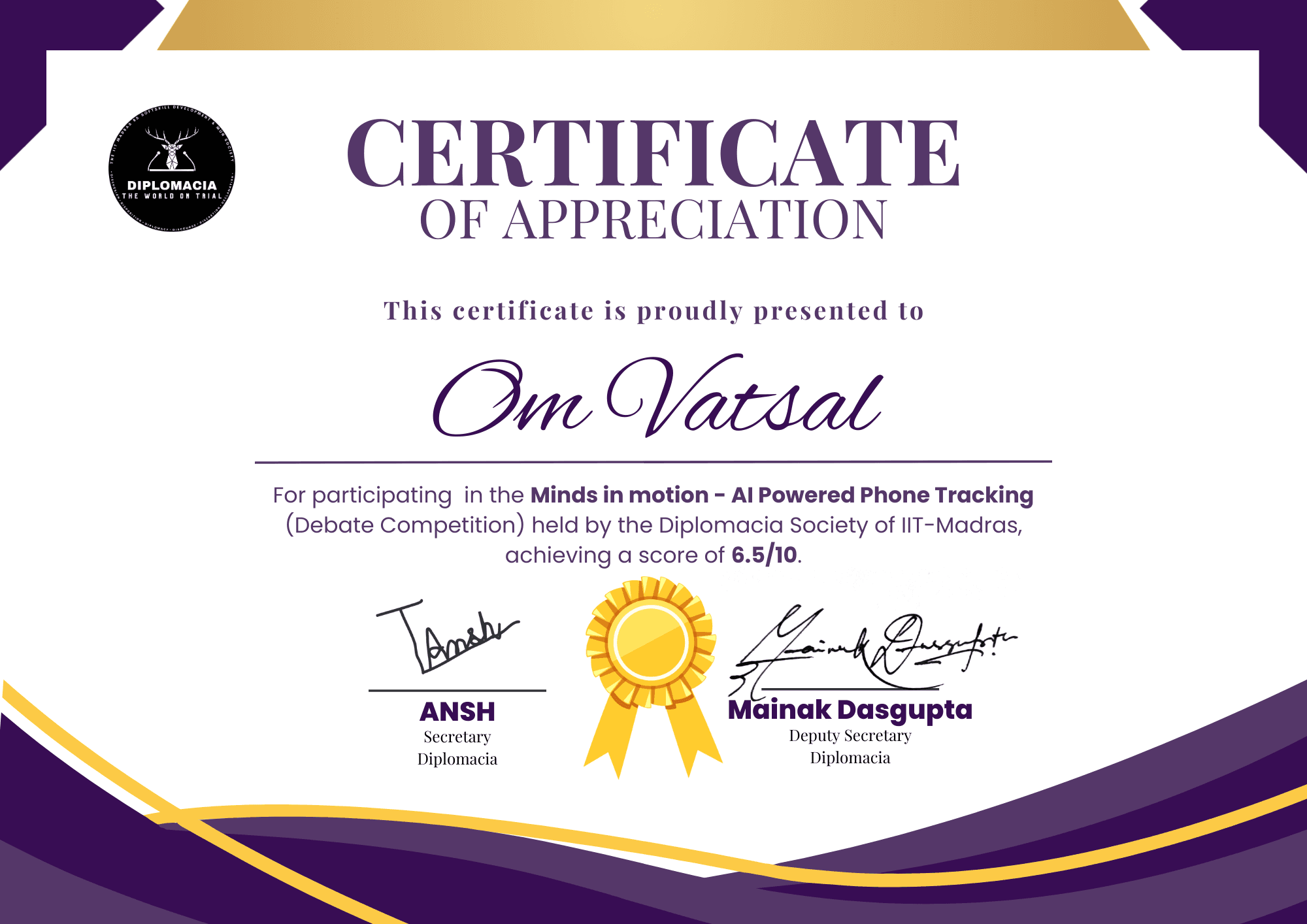 Certificate